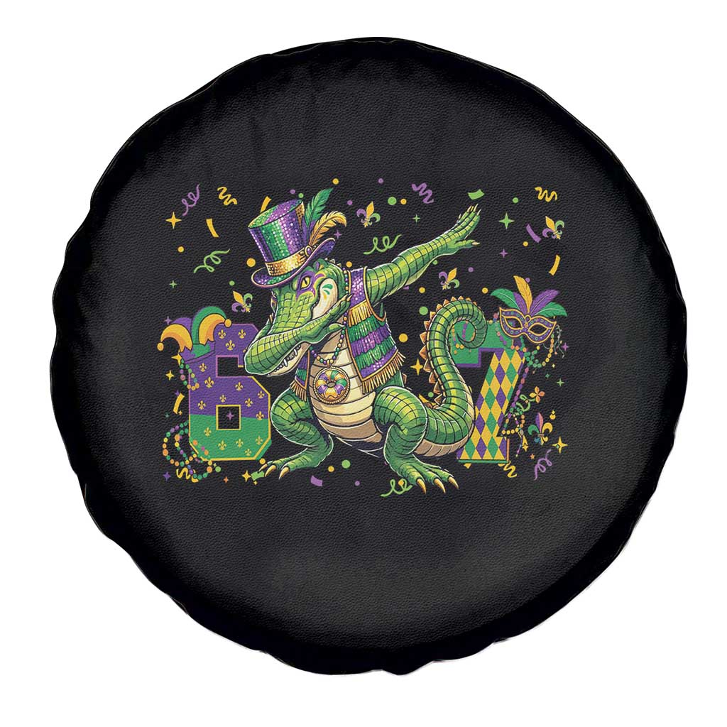 Funny Dabbing Alligator 67 Mardi Gras Six Seven Meme Spare Tire Cover