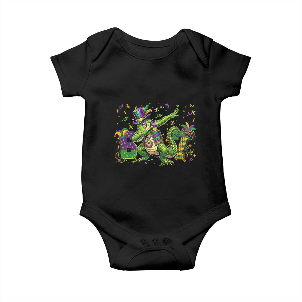 Funny Dabbing Alligator 67 Mardi Gras Six Seven Meme Baby Onesie