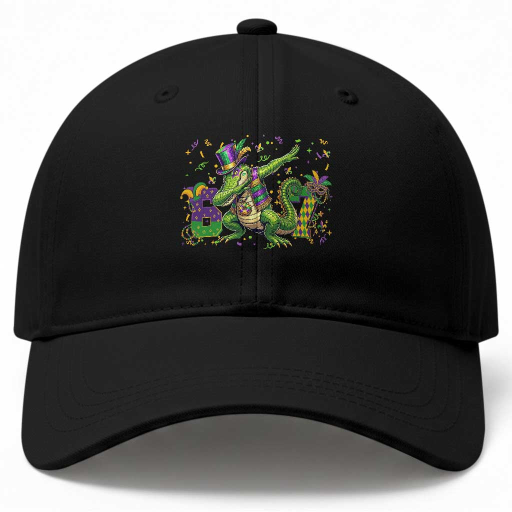 Funny Dabbing Alligator 67 Mardi Gras Six Seven Meme Baseball Cap