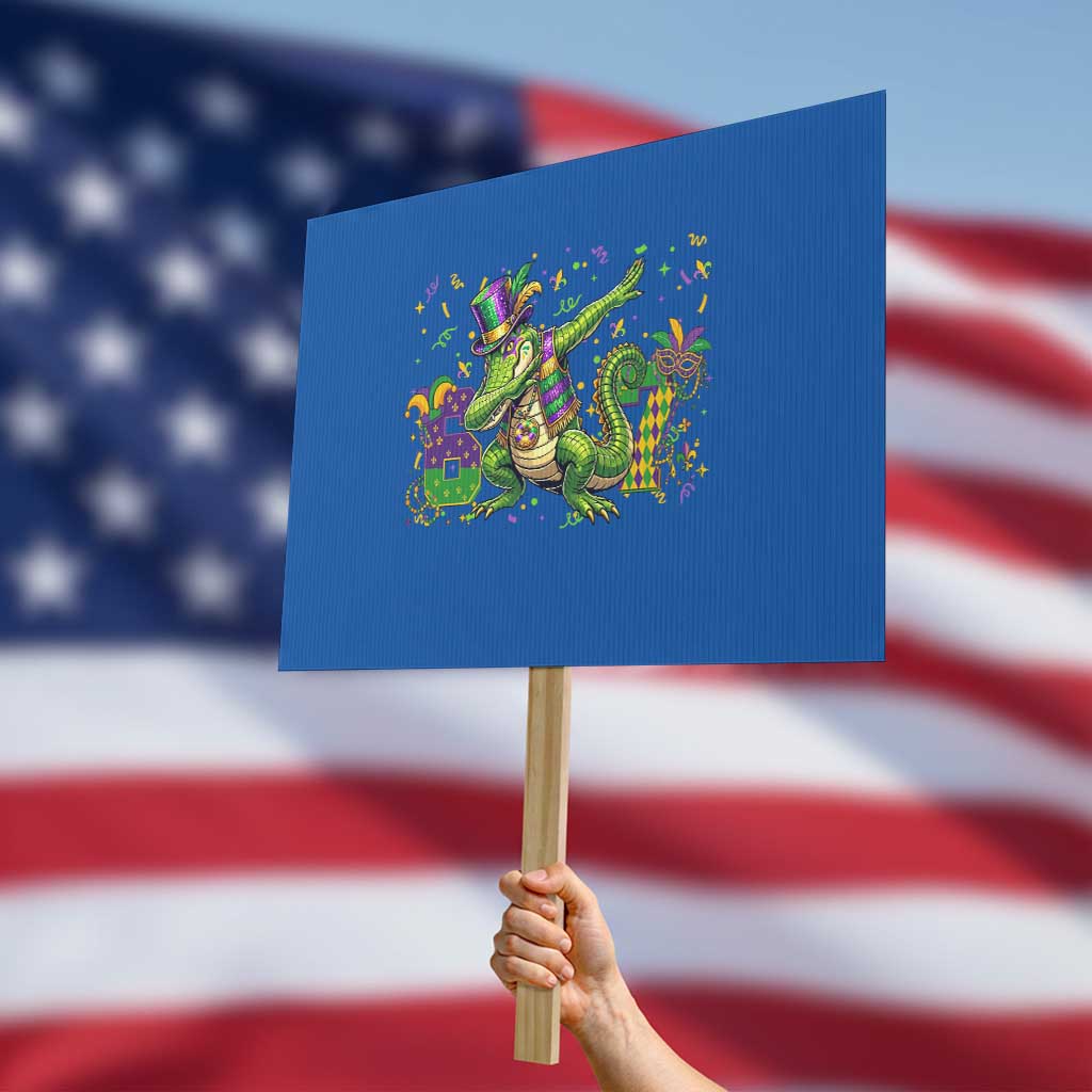 Funny Dabbing Alligator 67 Mardi Gras Six Seven Meme Protest Sign