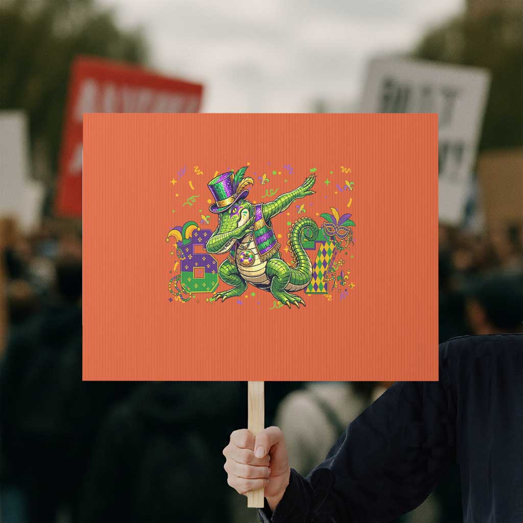 Funny Dabbing Alligator 67 Mardi Gras Six Seven Meme Protest Sign