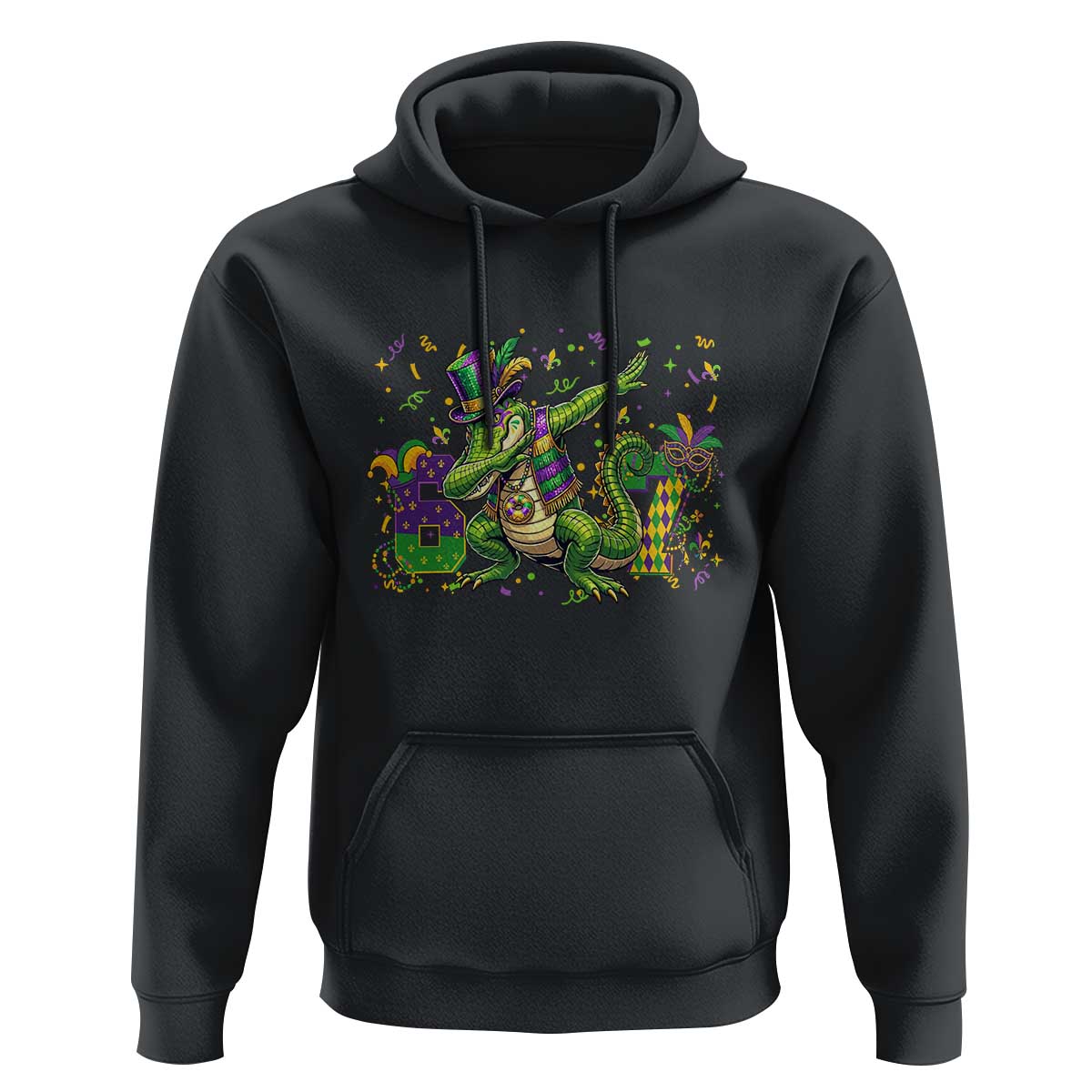 Funny Dabbing Alligator 67 Mardi Gras Six Seven Meme Hoodie