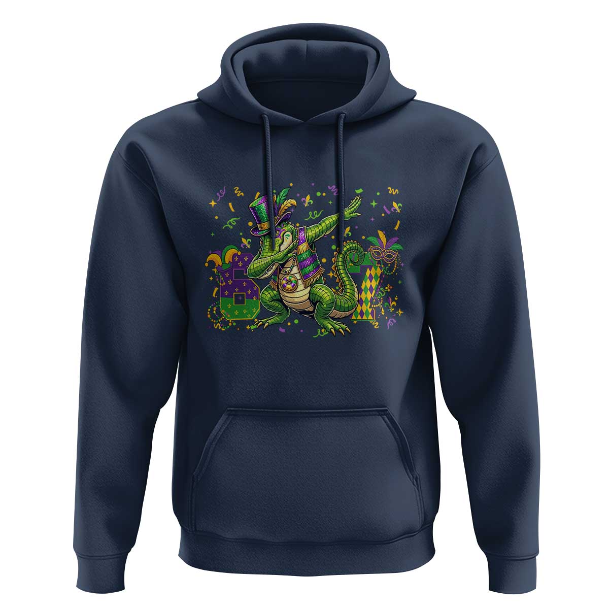 Funny Dabbing Alligator 67 Mardi Gras Six Seven Meme Hoodie