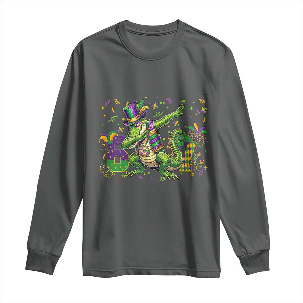 Funny Dabbing Alligator 67 Mardi Gras Six Seven Meme Long Sleeve Shirt