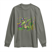 Funny Dabbing Alligator 67 Mardi Gras Six Seven Meme Long Sleeve Shirt