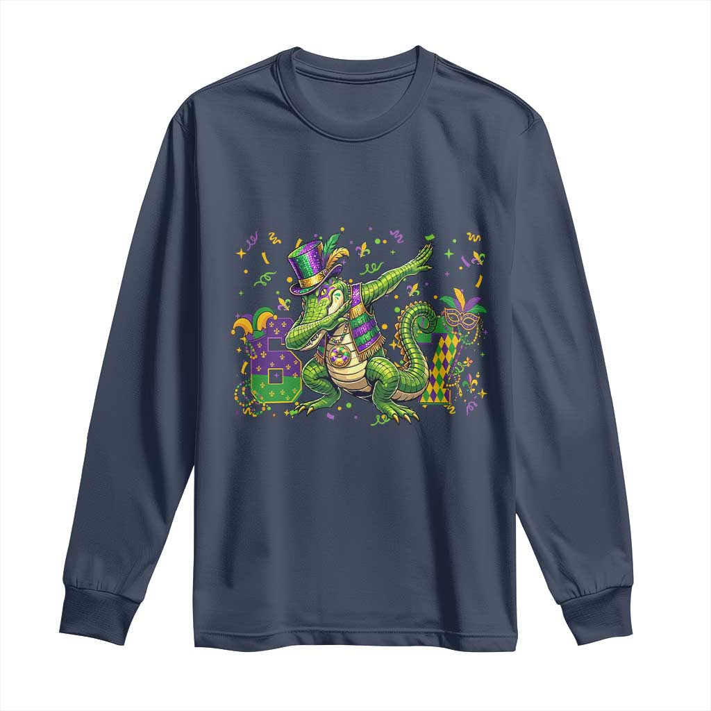 Funny Dabbing Alligator 67 Mardi Gras Six Seven Meme Long Sleeve Shirt