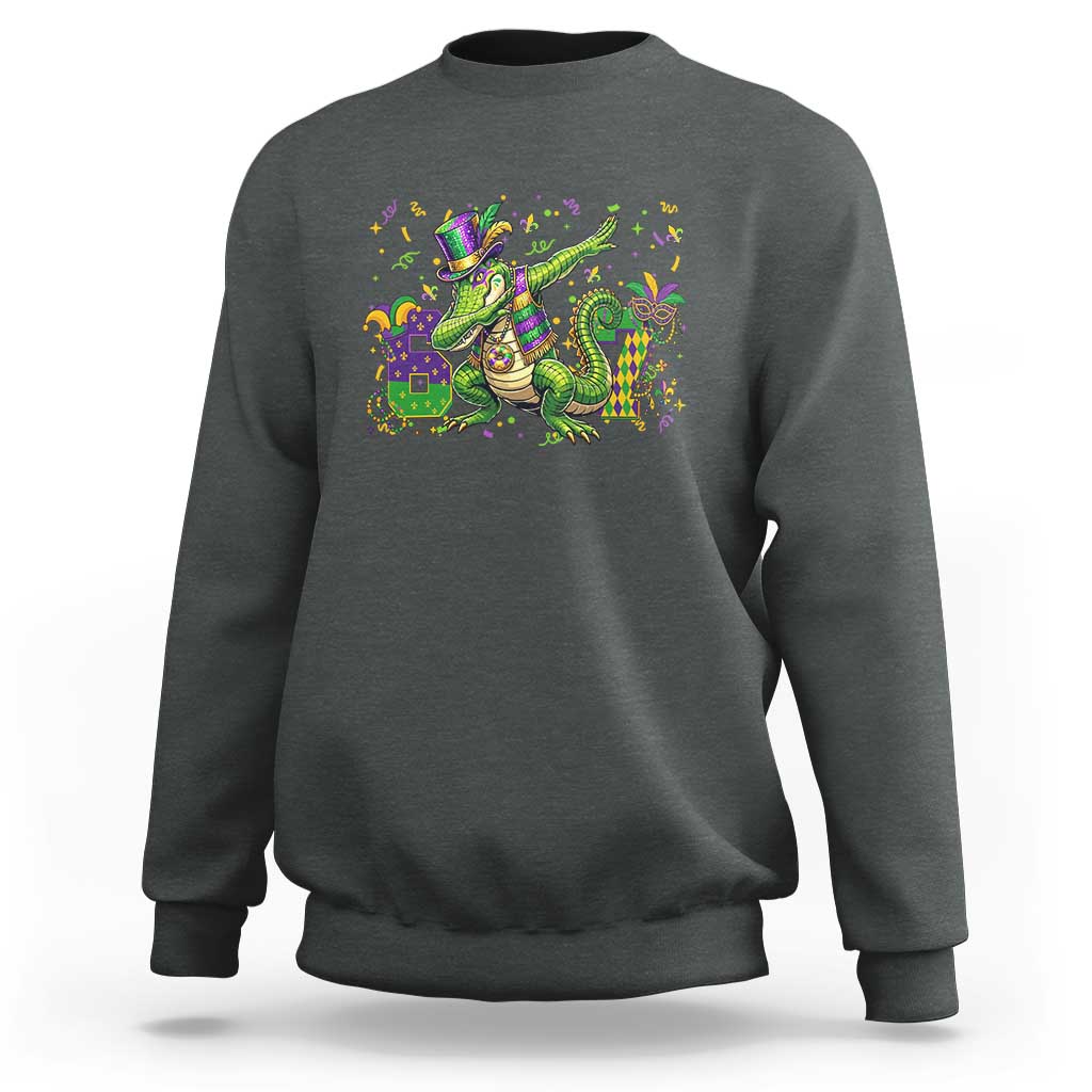 Funny Dabbing Alligator 67 Mardi Gras Six Seven Meme Sweatshirt