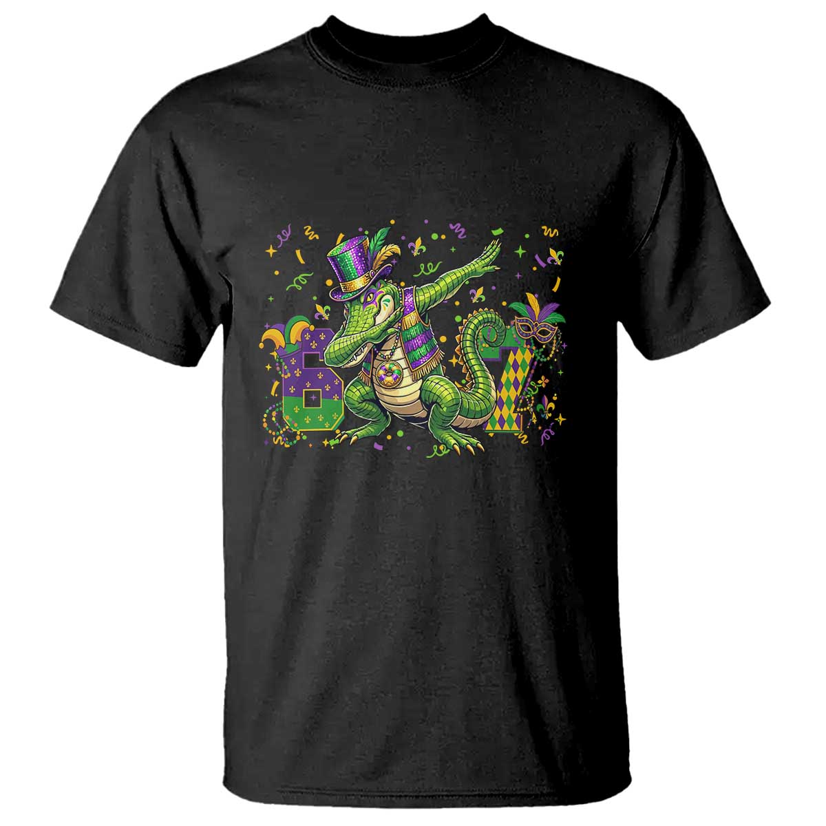 Funny Dabbing Alligator 67 Mardi Gras Six Seven Meme T Shirt