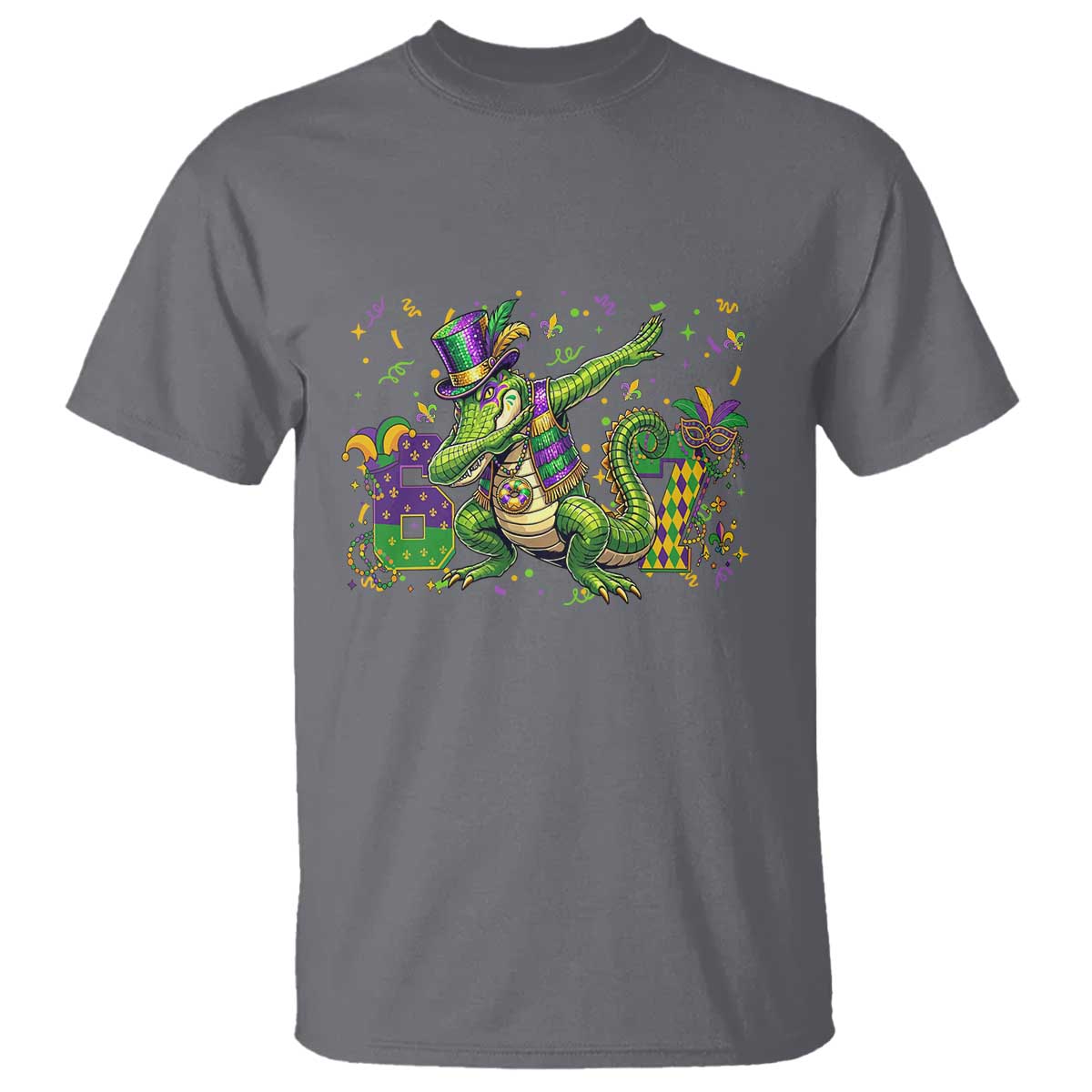 Funny Dabbing Alligator 67 Mardi Gras Six Seven Meme T Shirt