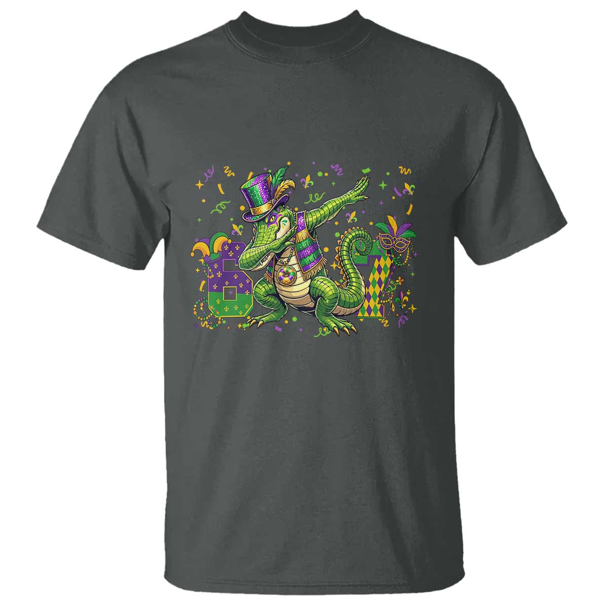 Funny Dabbing Alligator 67 Mardi Gras Six Seven Meme T Shirt