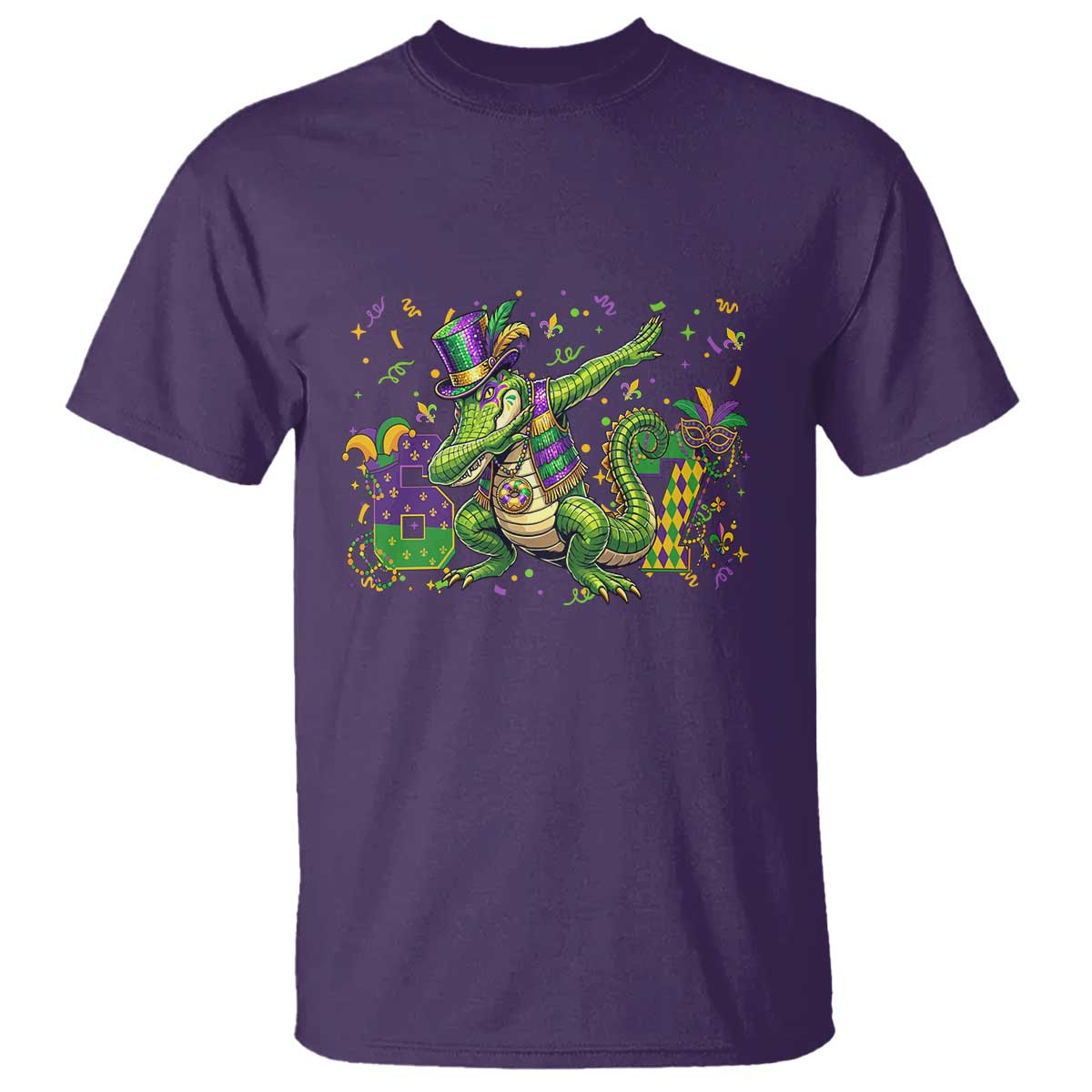 Funny Dabbing Alligator 67 Mardi Gras Six Seven Meme T Shirt