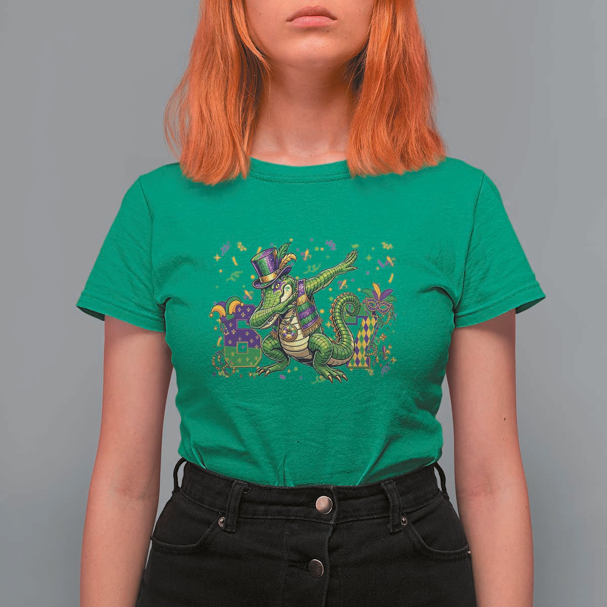 Funny Dabbing Alligator 67 Mardi Gras Six Seven Meme T Shirt For Women