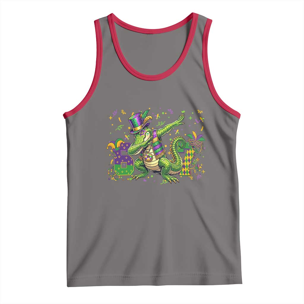 Funny Dabbing Alligator 67 Mardi Gras Six Seven Meme Tank Top