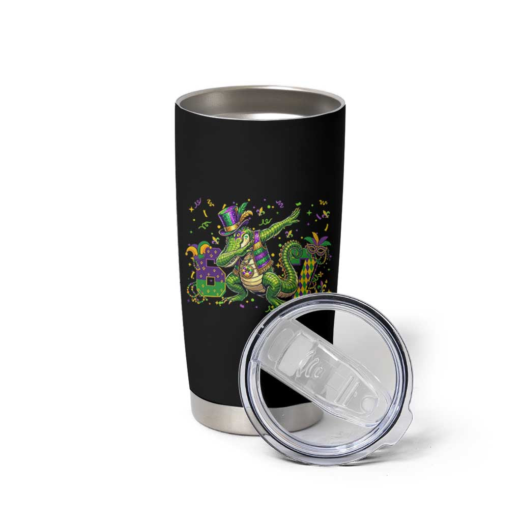 Funny Dabbing Alligator 67 Mardi Gras Six Seven Meme Tumbler Cup