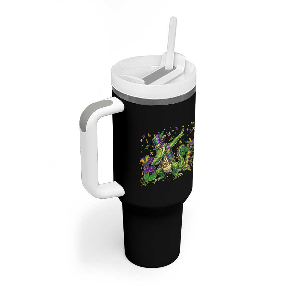 Funny Dabbing Alligator 67 Mardi Gras Six Seven Meme Tumbler With Handle