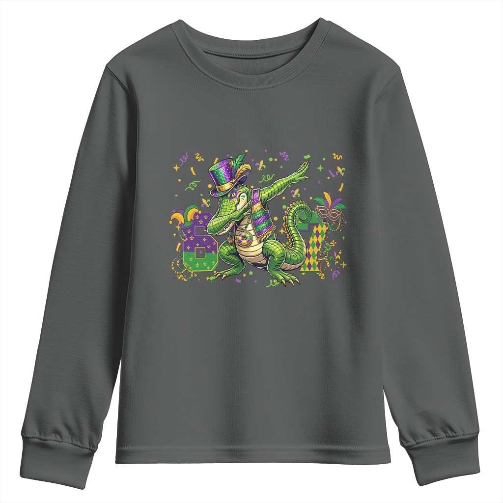 Funny Dabbing Alligator 67 Mardi Gras Six Seven Meme Youth Sweatshirt