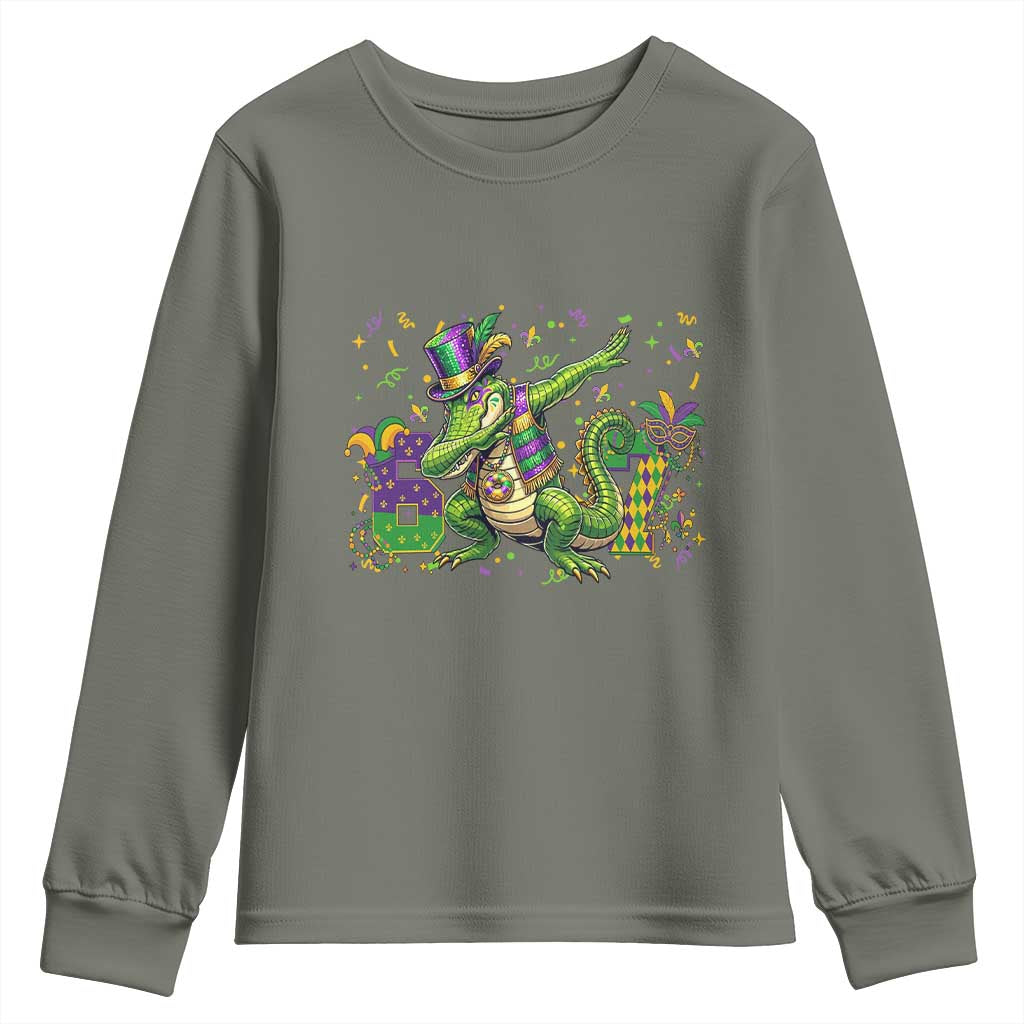 Funny Dabbing Alligator 67 Mardi Gras Six Seven Meme Youth Sweatshirt