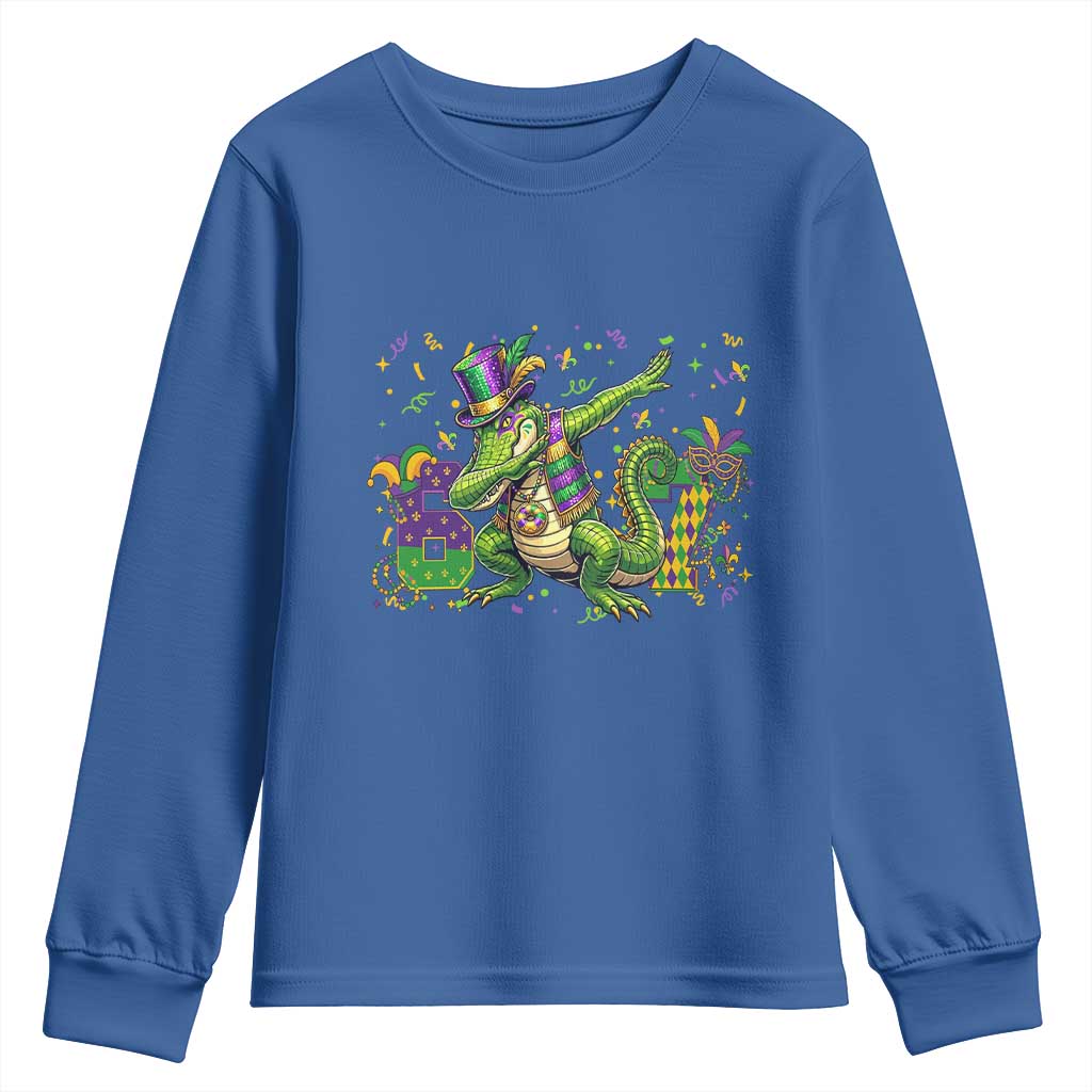 Funny Dabbing Alligator 67 Mardi Gras Six Seven Meme Youth Sweatshirt