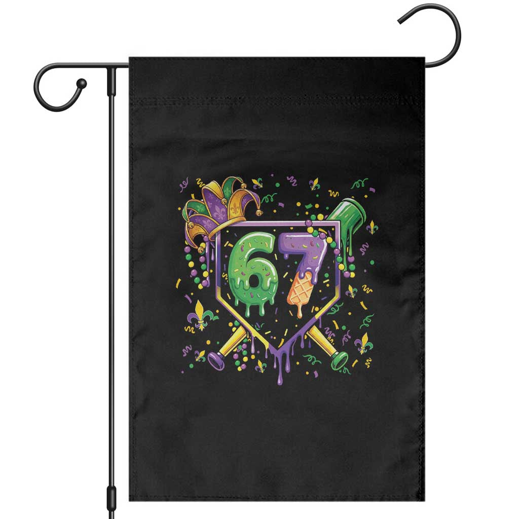 Funny Baseball Mardi Gras 67 Ice Cream Drip Garden Flag Six Seven Meme Carnival