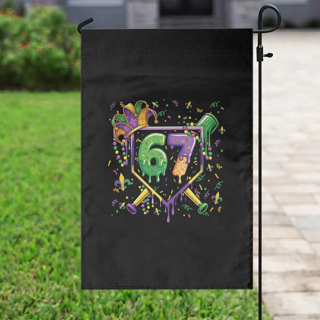 Funny Baseball Mardi Gras 67 Ice Cream Drip Garden Flag Six Seven Meme Carnival