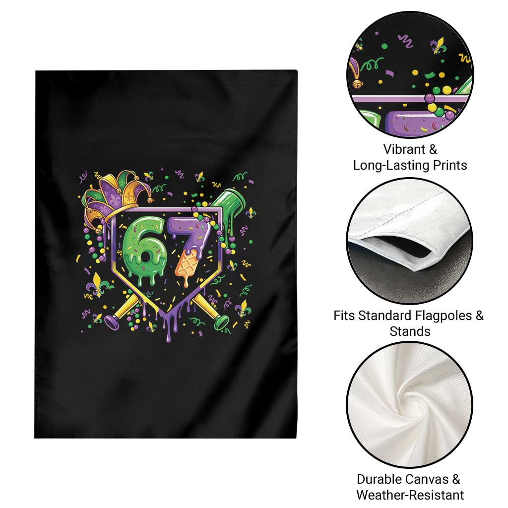 Funny Baseball Mardi Gras 67 Ice Cream Drip Garden Flag Six Seven Meme Carnival