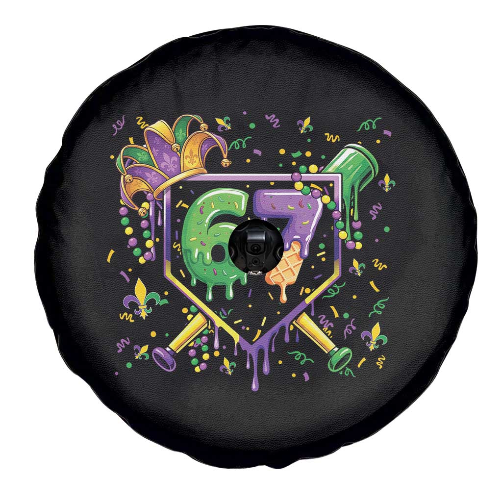Funny Baseball Mardi Gras 67 Ice Cream Drip Spare Tire Cover Six Seven Meme Carnival