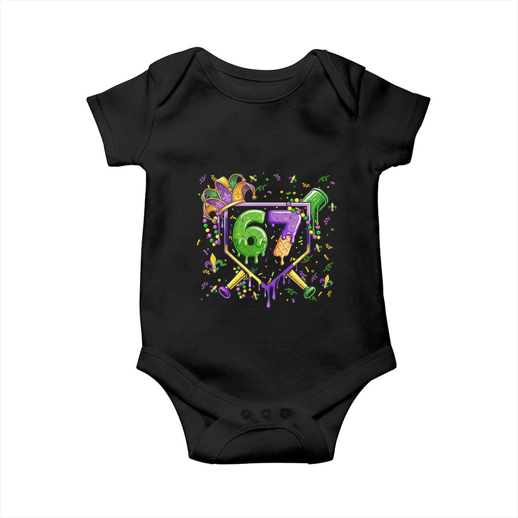 Funny Baseball Mardi Gras 67 Ice Cream Drip Baby Onesie Six Seven Meme Carnival