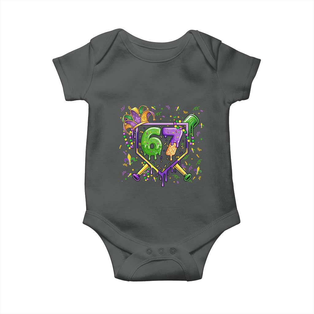 Funny Baseball Mardi Gras 67 Ice Cream Drip Baby Onesie Six Seven Meme Carnival