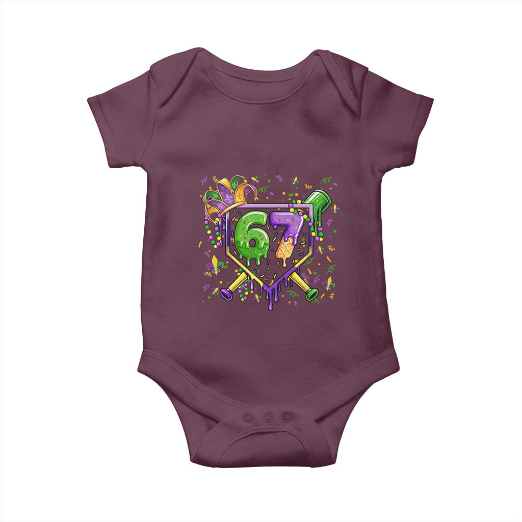 Funny Baseball Mardi Gras 67 Ice Cream Drip Baby Onesie Six Seven Meme Carnival