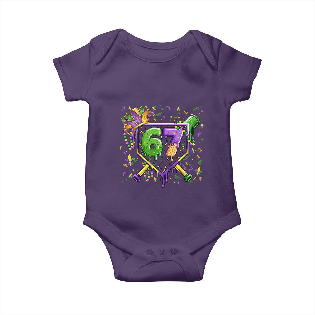 Funny Baseball Mardi Gras 67 Ice Cream Drip Baby Onesie Six Seven Meme Carnival