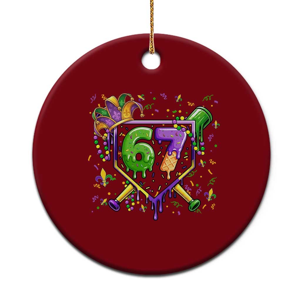 Funny Baseball Mardi Gras 67 Ice Cream Drip Ceramic Ornament Six Seven Meme Carnival