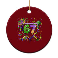 Funny Baseball Mardi Gras 67 Ice Cream Drip Ceramic Ornament Six Seven Meme Carnival