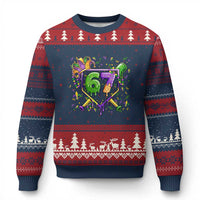 Funny Baseball Mardi Gras 67 Ice Cream Drip Ugly Christmas Sweater Six Seven Meme Carnival