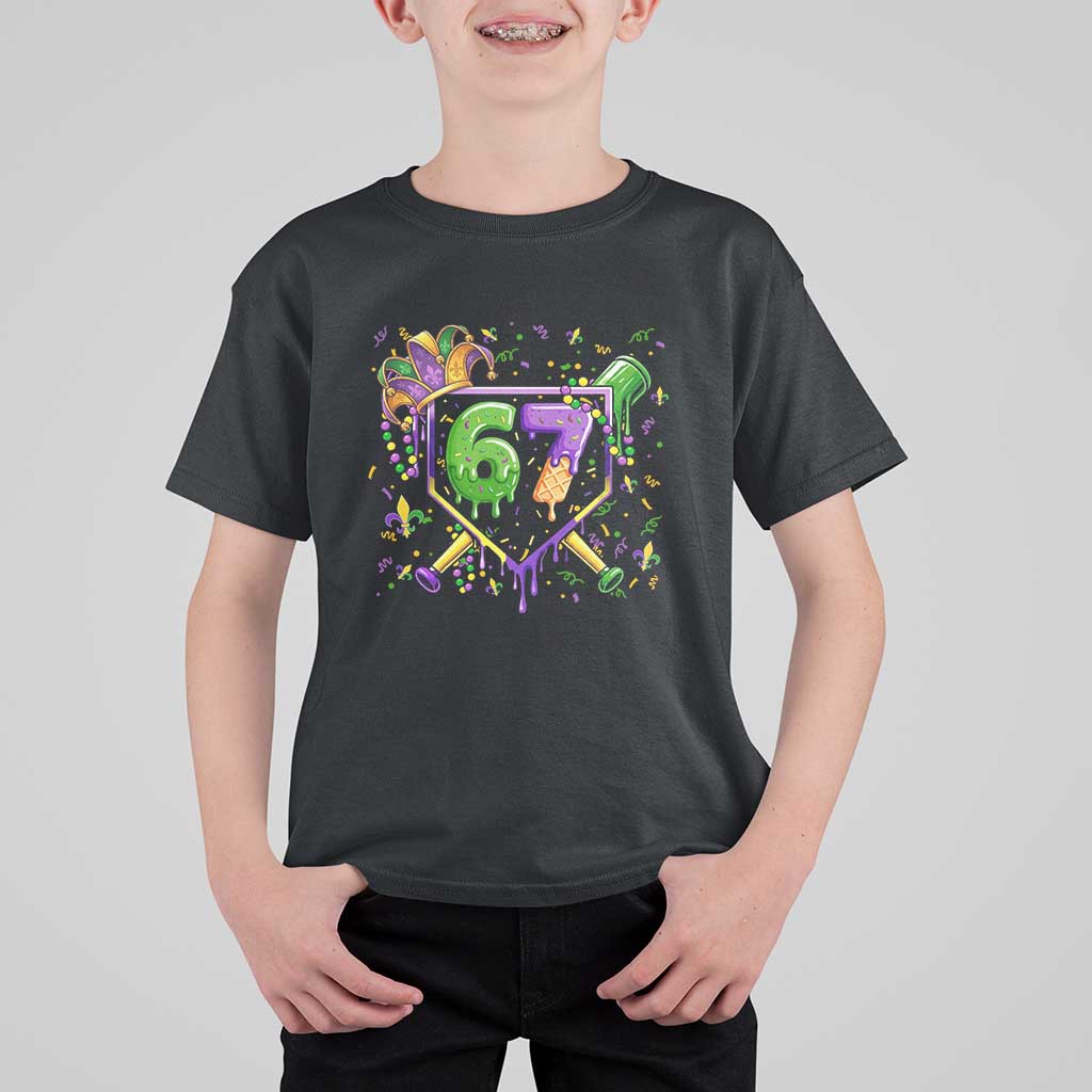 Funny Baseball Mardi Gras 67 Ice Cream Drip T Shirt For Kid Six Seven Meme Carnival