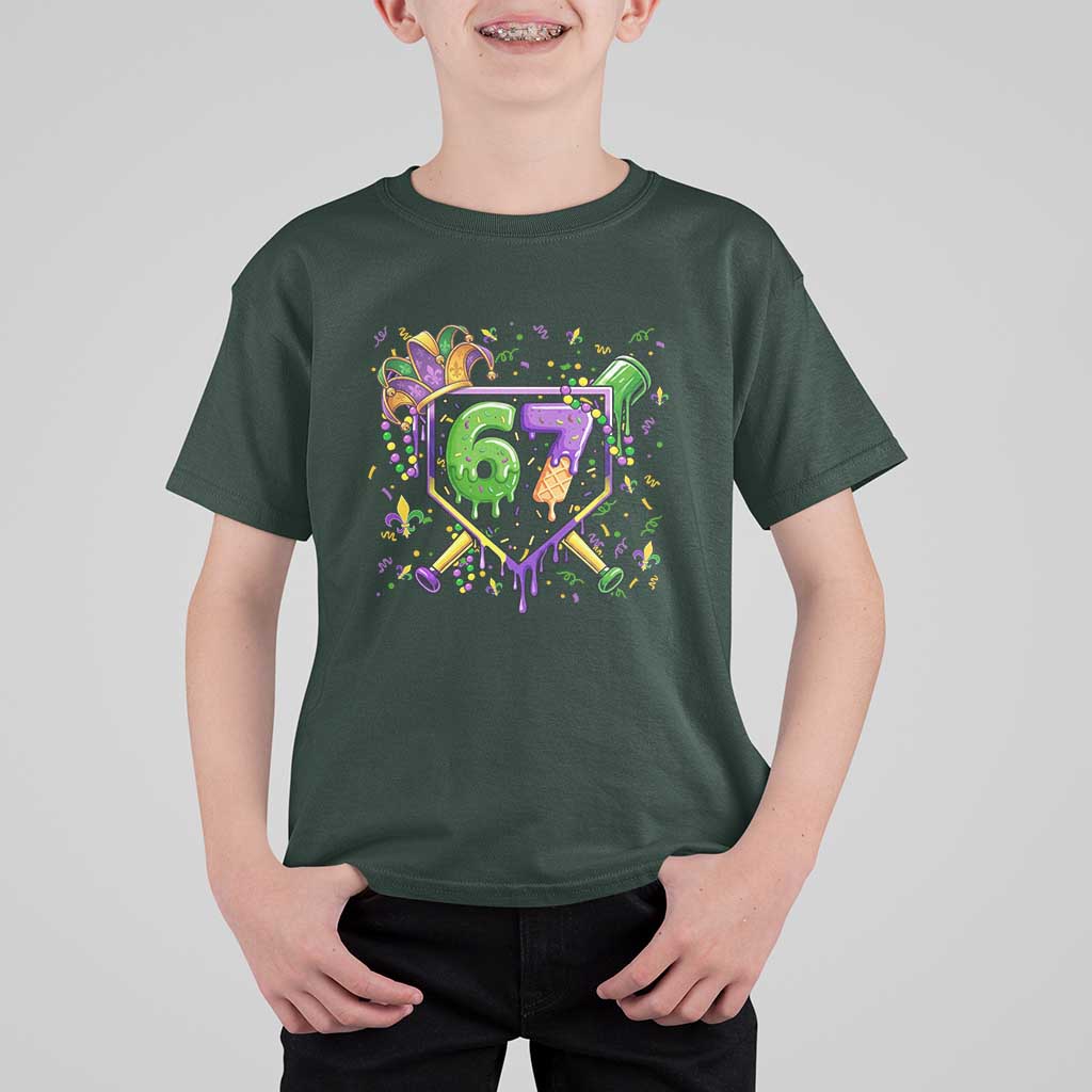 Funny Baseball Mardi Gras 67 Ice Cream Drip T Shirt For Kid Six Seven Meme Carnival