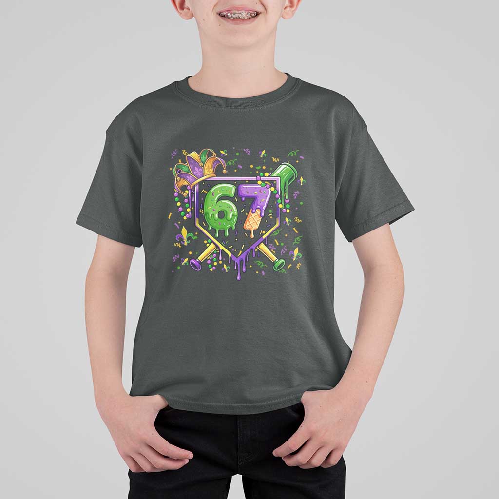 Funny Baseball Mardi Gras 67 Ice Cream Drip T Shirt For Kid Six Seven Meme Carnival