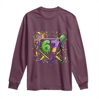 Funny Baseball Mardi Gras 67 Ice Cream Drip Long Sleeve Shirt Six Seven Meme Carnival