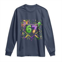 Funny Baseball Mardi Gras 67 Ice Cream Drip Long Sleeve Shirt Six Seven Meme Carnival