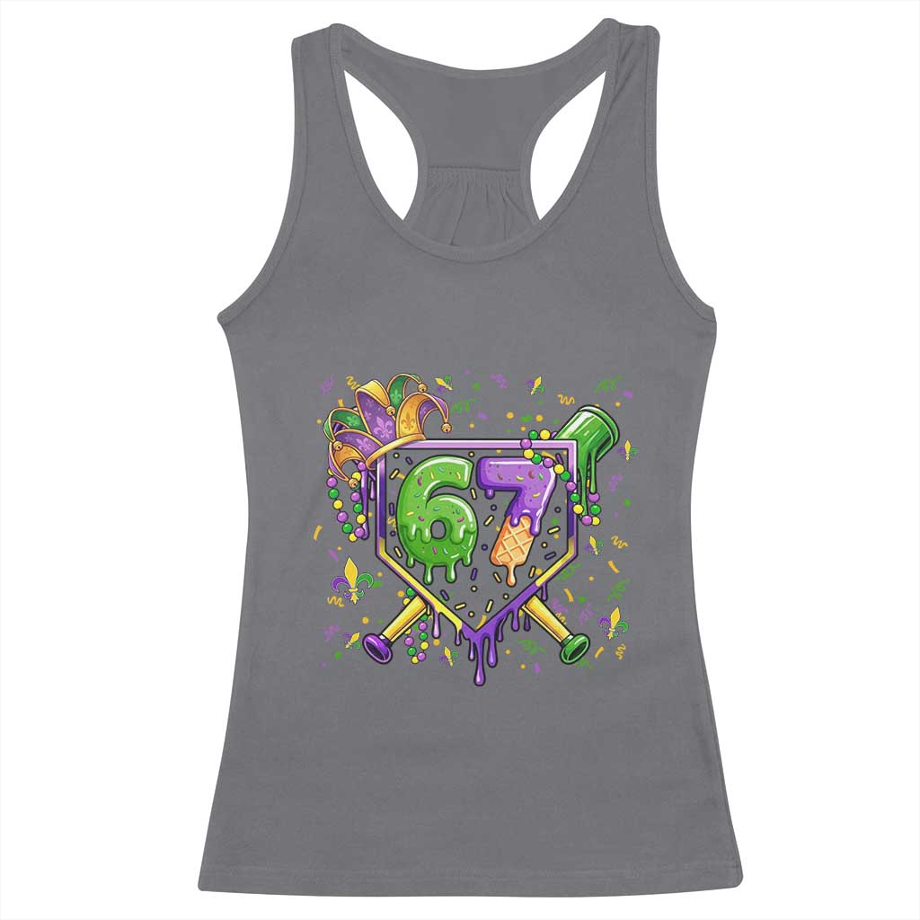 Funny Baseball Mardi Gras 67 Ice Cream Drip Racerback Tank Top Six Seven Meme Carnival