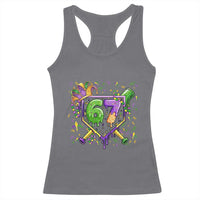Funny Baseball Mardi Gras 67 Ice Cream Drip Racerback Tank Top Six Seven Meme Carnival