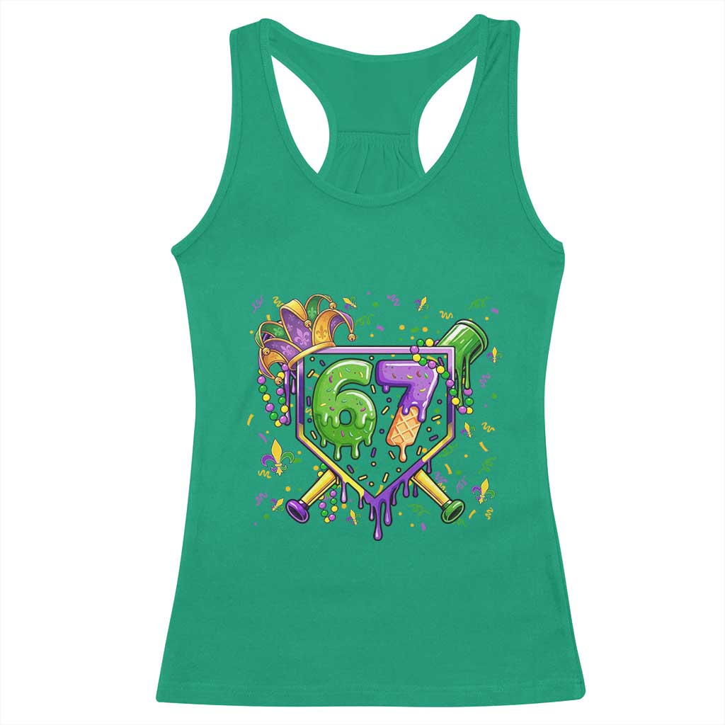 Funny Baseball Mardi Gras 67 Ice Cream Drip Racerback Tank Top Six Seven Meme Carnival