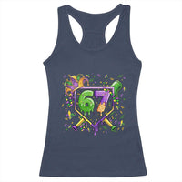 Funny Baseball Mardi Gras 67 Ice Cream Drip Racerback Tank Top Six Seven Meme Carnival