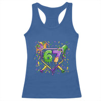 Funny Baseball Mardi Gras 67 Ice Cream Drip Racerback Tank Top Six Seven Meme Carnival