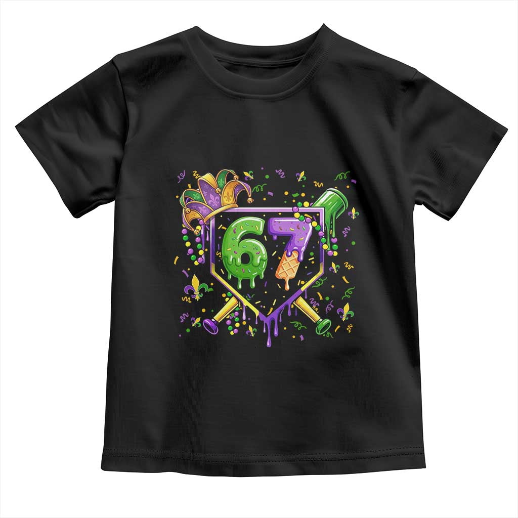 Funny Baseball Mardi Gras 67 Ice Cream Drip Toddler T Shirt Six Seven Meme Carnival