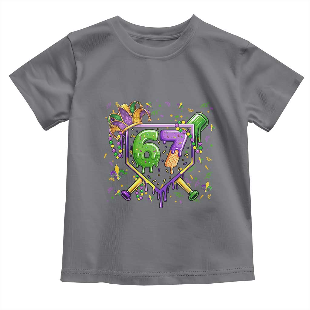 Funny Baseball Mardi Gras 67 Ice Cream Drip Toddler T Shirt Six Seven Meme Carnival
