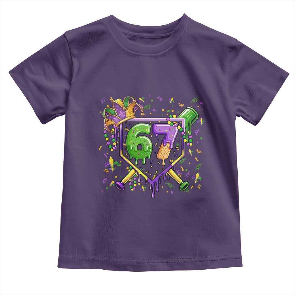 Funny Baseball Mardi Gras 67 Ice Cream Drip Toddler T Shirt Six Seven Meme Carnival
