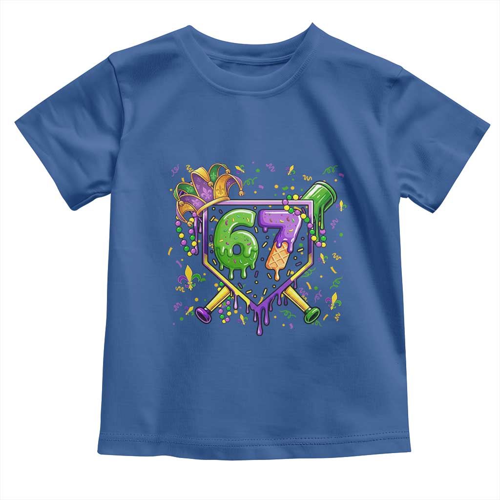 Funny Baseball Mardi Gras 67 Ice Cream Drip Toddler T Shirt Six Seven Meme Carnival