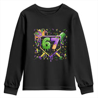 Funny Baseball Mardi Gras 67 Ice Cream Drip Youth Sweatshirt Six Seven Meme Carnival