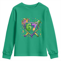 Funny Baseball Mardi Gras 67 Ice Cream Drip Youth Sweatshirt Six Seven Meme Carnival
