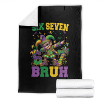 Funny 67 Mardi Gras Throw Blanket Six Seven Bruh Dabbing Jester